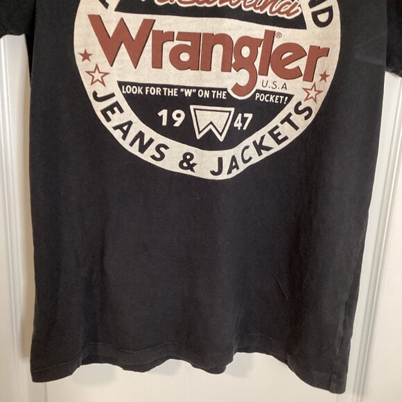 Wrangler Men's Women's Black T-Shirt With Circle Design Short Sleeves Crew Neck - Picture 3 of 6